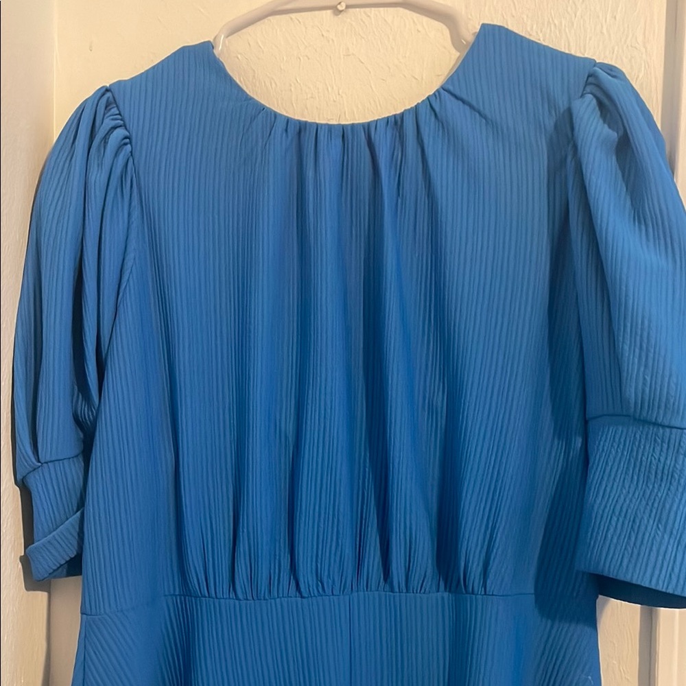 Vibrant Blue Pleated Dress